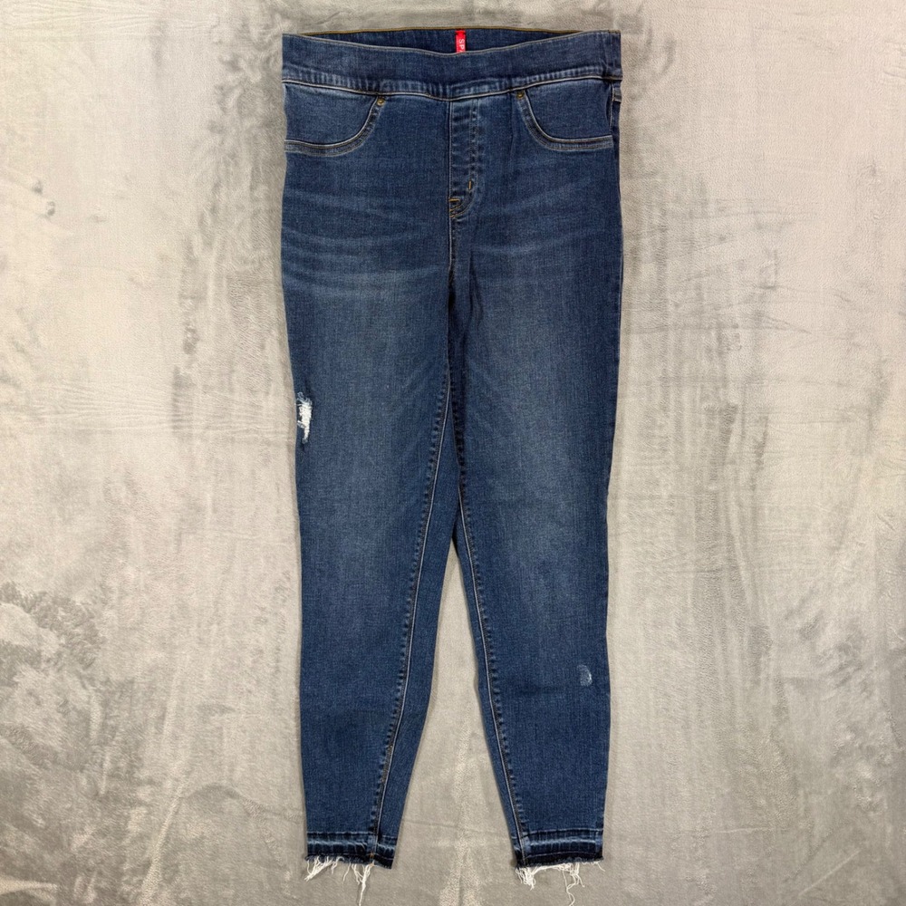 Spanx Jean-ish Ankle Skinny Leggings Women's Size M Blue Distressed Jeggings
